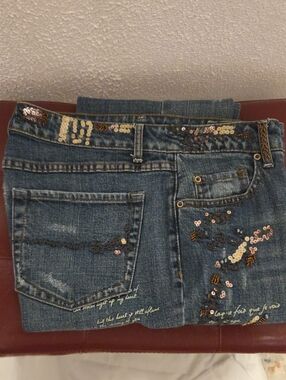 Original Deluxe Blue Denim Jeans with Sequin Embellishments